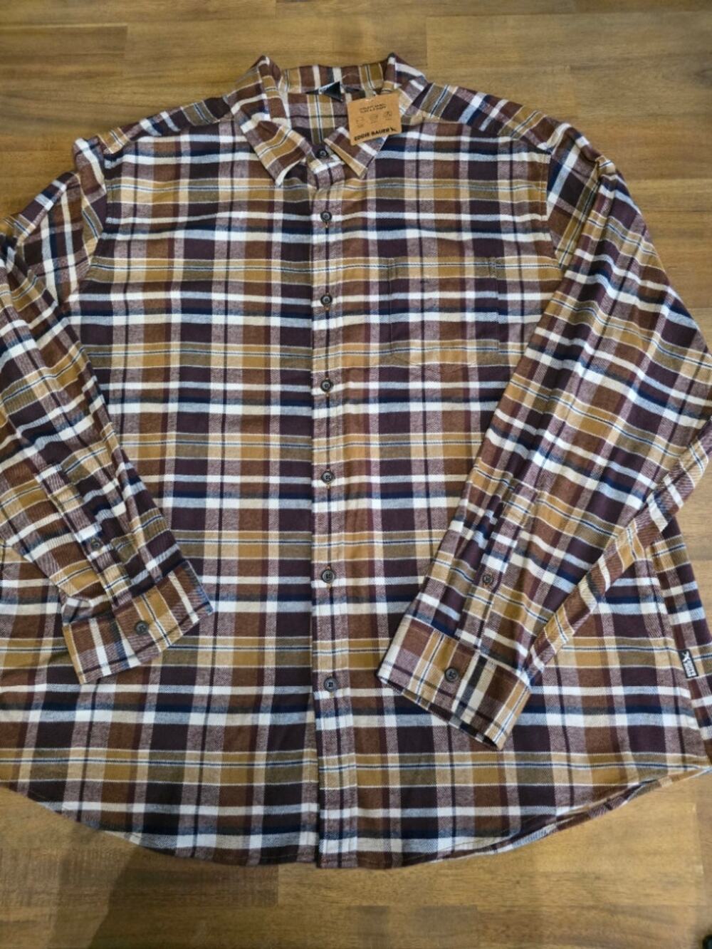 NWT Men's Eddie Bauer Field Flannel 2.0 Button-Front Flex Shirt Long Sleeve XXL